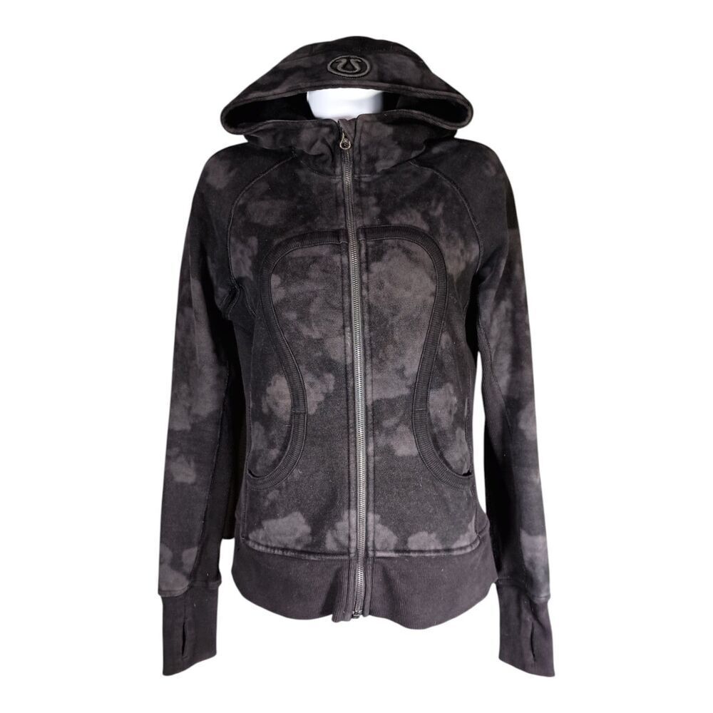 Lululemon Hoodie 6 Womens Black/Grey Scuba Jacket Cotton Hooded Regular Zip Full